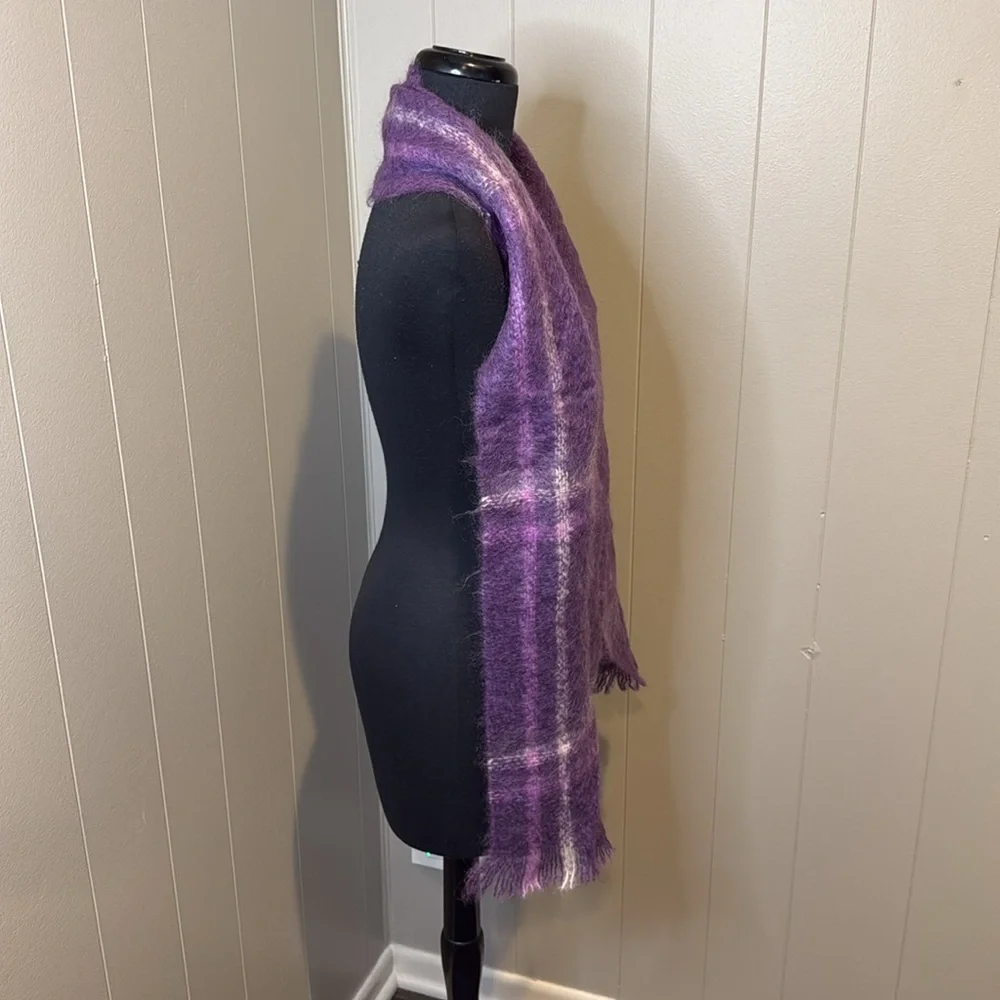 Cusbendale Natural Textiles of Ireland Wool Scarf Fringe Plaid Outdoor Winter